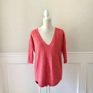 Express Heathered Coral Dolman Sweater V Neck M
